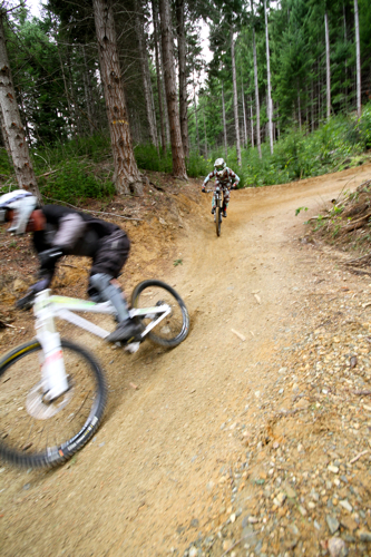 Ross (front) and Scarlett on the trail